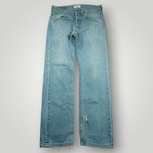 Levi's 501 Jeans Mens 31x30 Straight Leg Button Fly Ripped Low Rise Medium Wash
